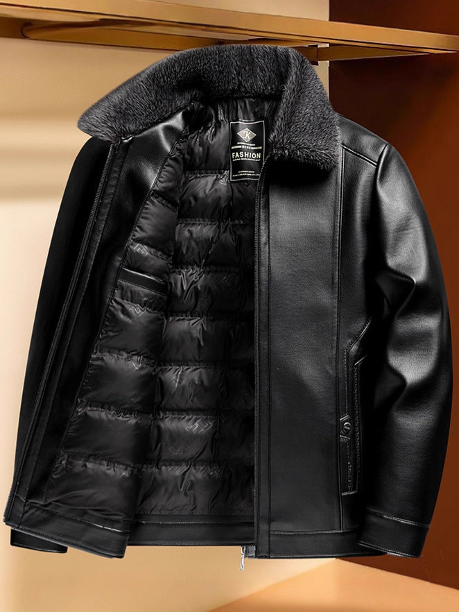 Men’s Thick Leather Jacket – Warm & Stylish for Dad