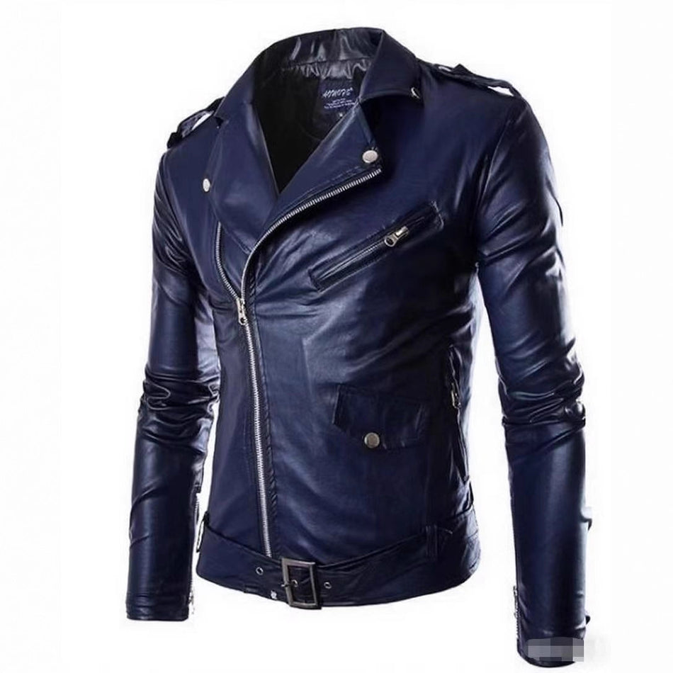Plus-Size Men’s Motorcycle Leather Jacket | Trendy Color Options