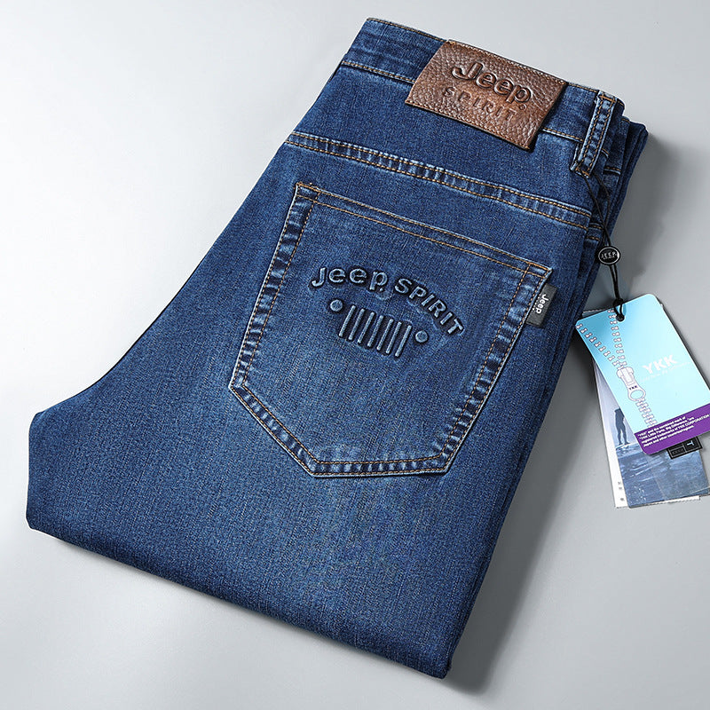 Men’s Stretch Jeans – Mid-Waist Straight Fit (Summer)