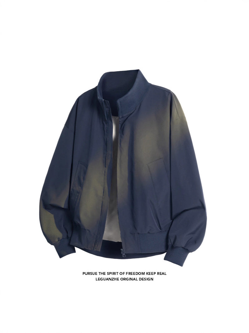 Men's American Retro Bomber Jacket Spring Autumn Loose Casual