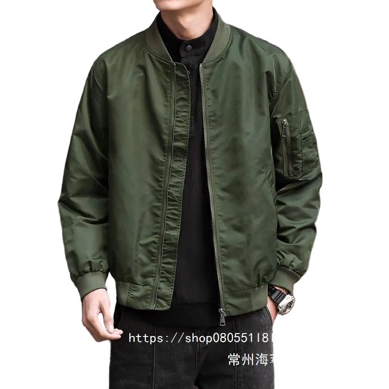 Men’s Thickened Black Bomber Jacket – Casual & Versatile