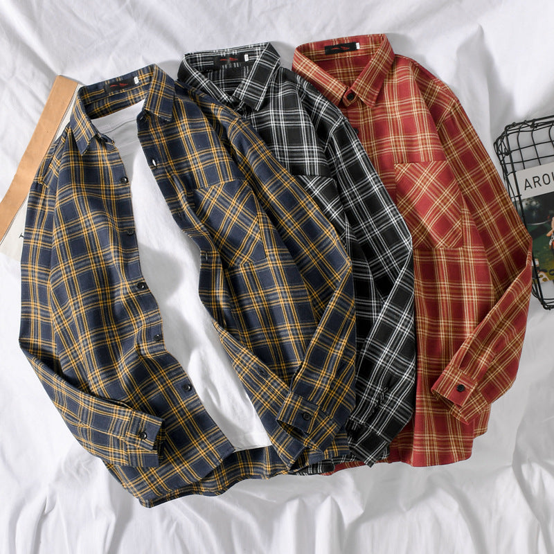 2025 Men’s Plaid Loose Shirt Hong Kong Style Nepal