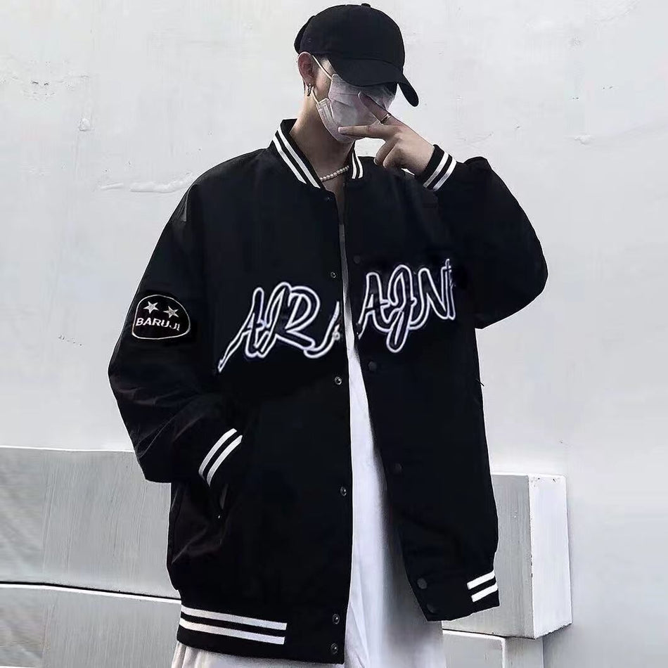 Men's Trendy Baseball Jacket – Korean & Hong Kong Style