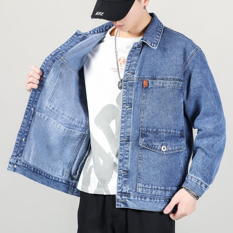 Japanese Retro Denim Jacket – Men’s Casual Workwear
