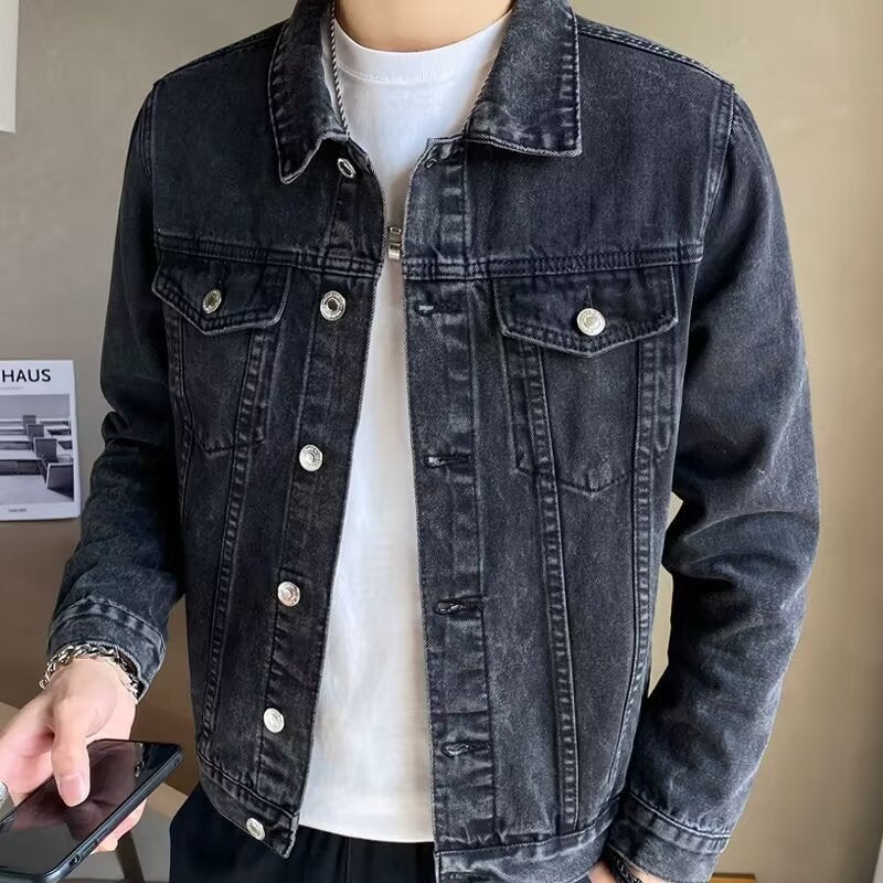 Men's Patchwork Denim Jacket Korean Style