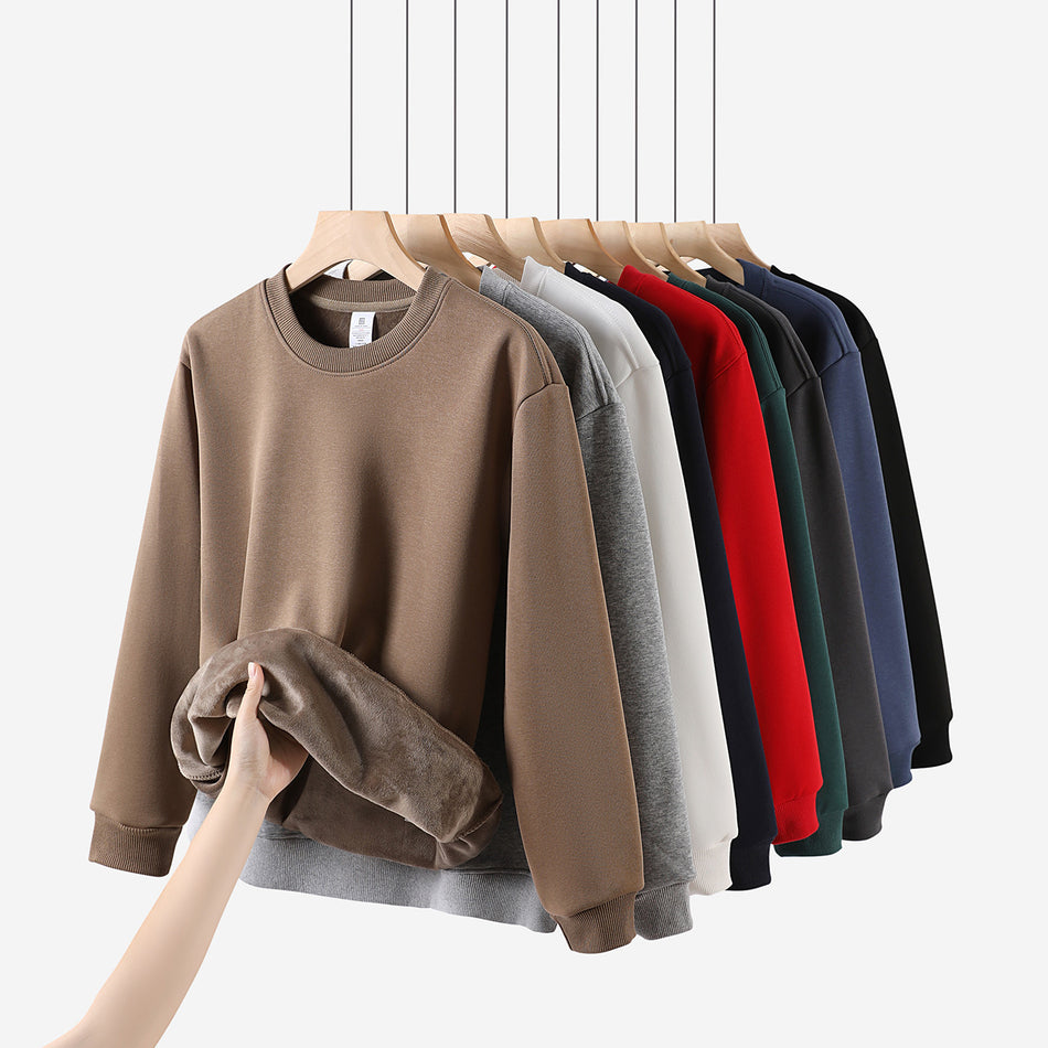 Heavyweight Fleece Round Neck Sweatshirt Men Korean Style