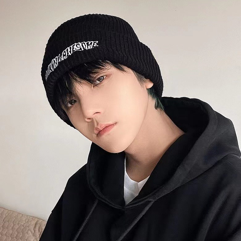 Korean INS Knitted Wool Hat – Vintage Embroidered Beanie for Men & Women