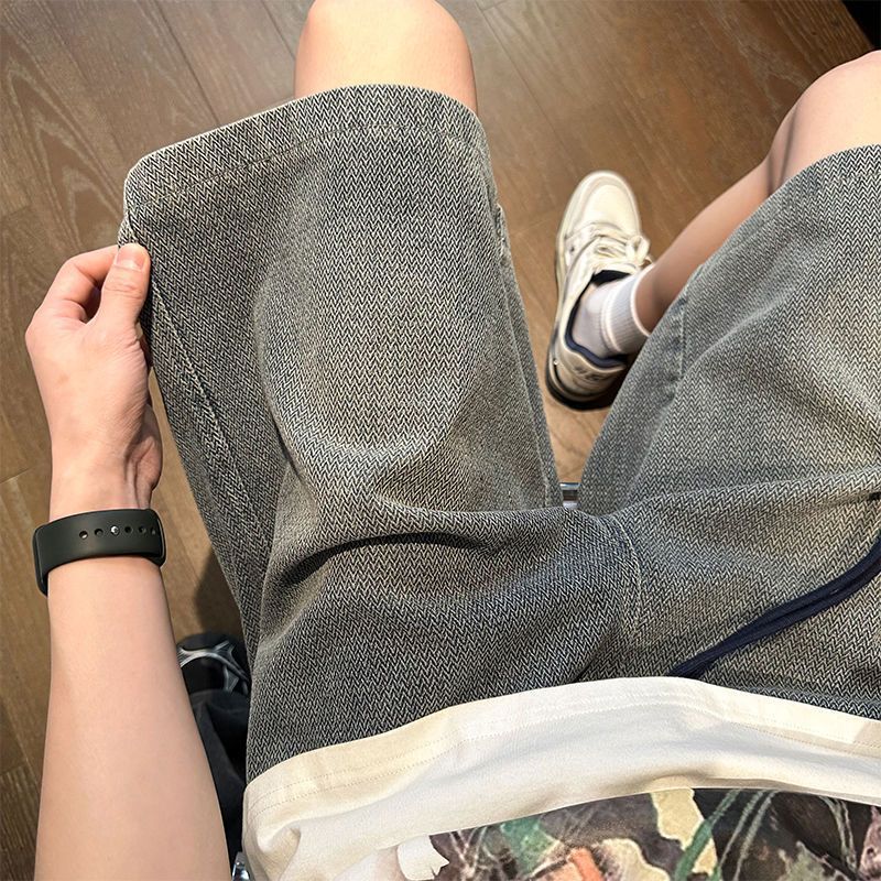 Men’s Starry Sky Denim Shorts Loose Hong Kong Style