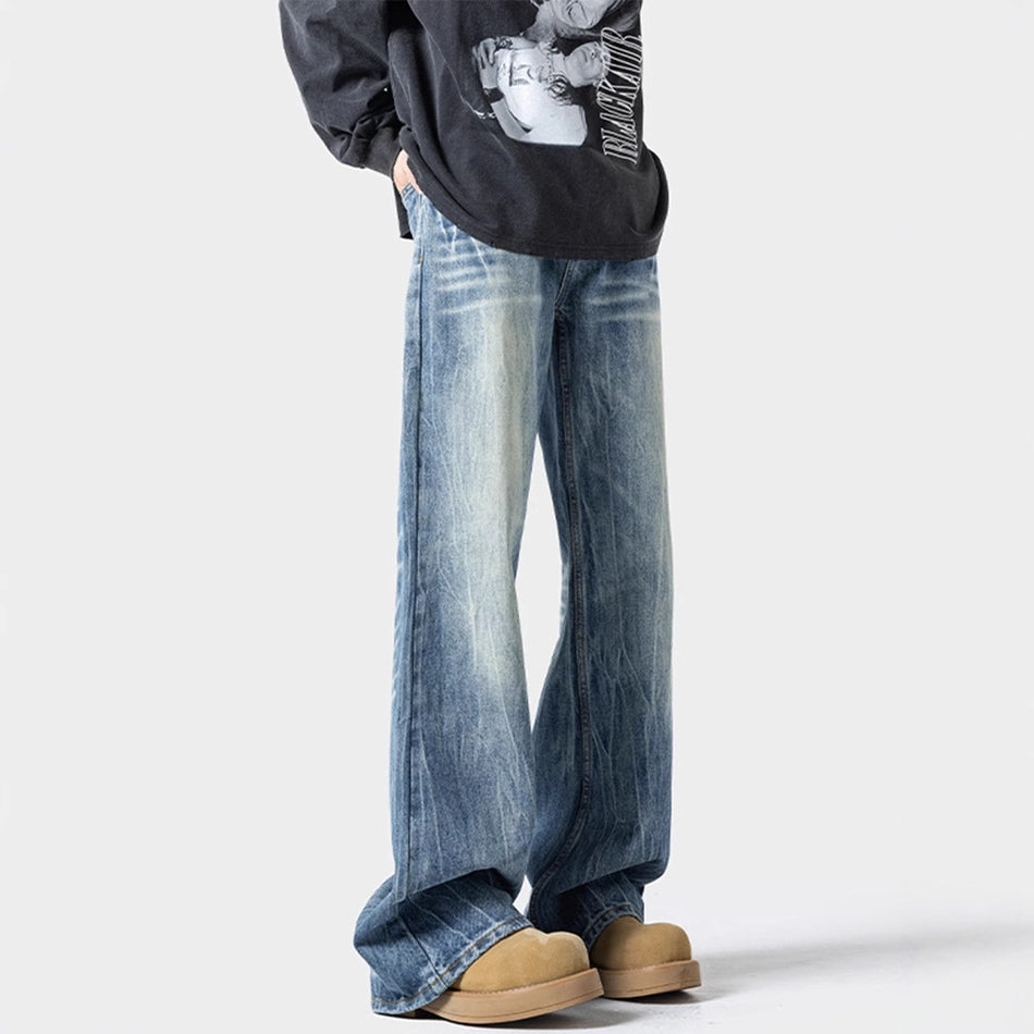 Men's Lightning Washed Wide Leg Jeans