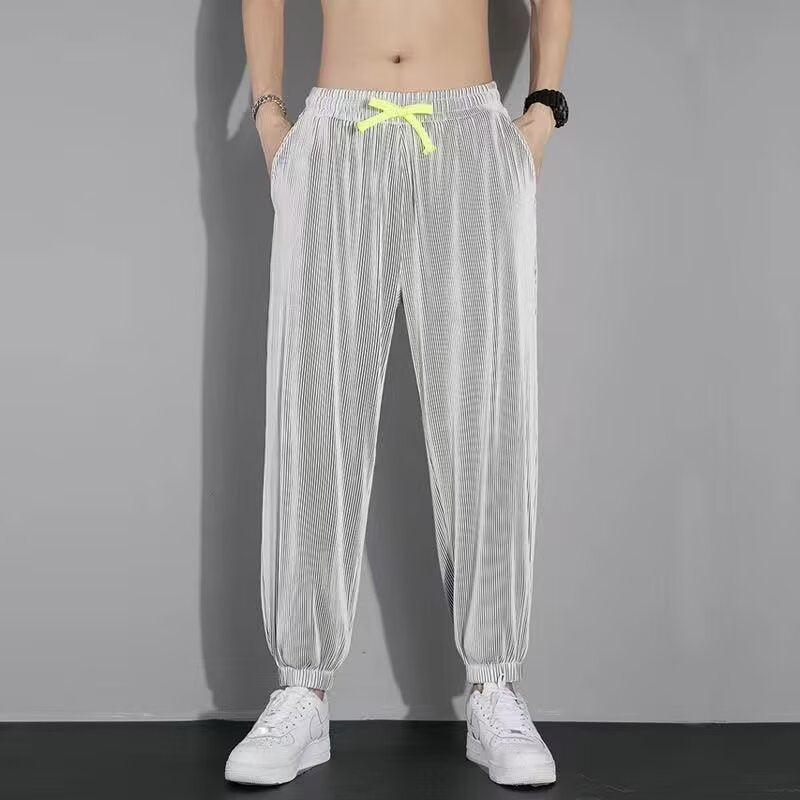 Title: Men’s Ice Silk High-Elasticity Tapered Summer Joggers