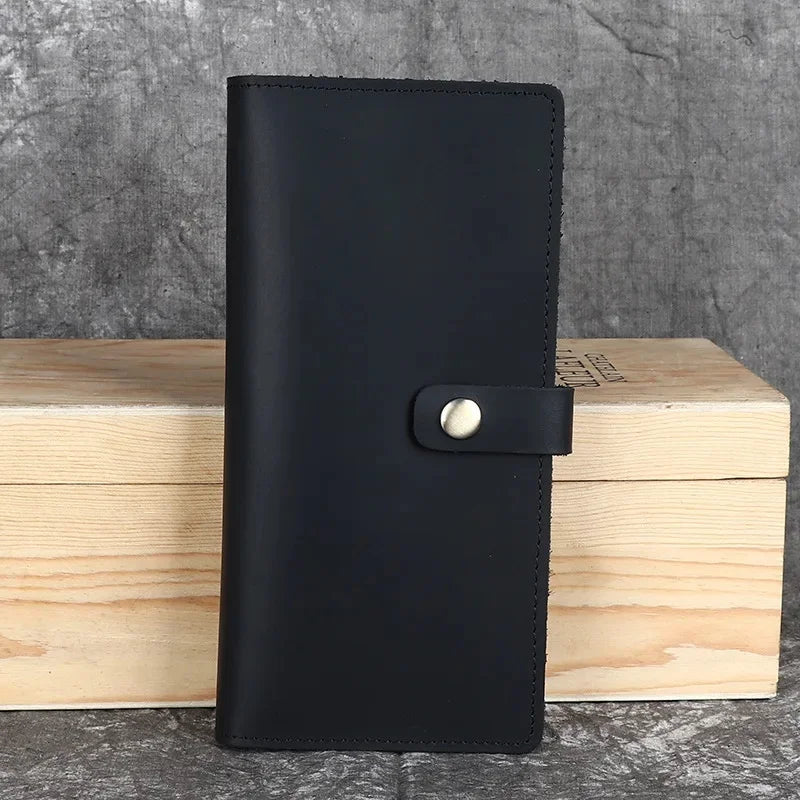 Men’s Crazy Horse Leather Wallet – Vintage Cowhide Buckle Wallet