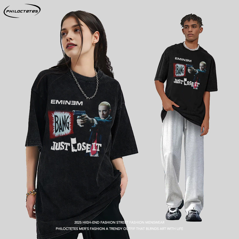 Vintage Rock Print Oversized T-Shirt