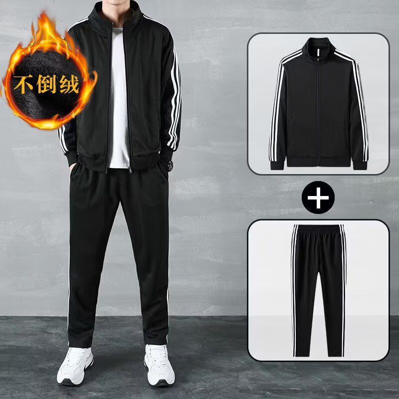 Men’s Autumn & Winter Velvet Tracksuit – Casual Sweatshirt & Sweatpants Set