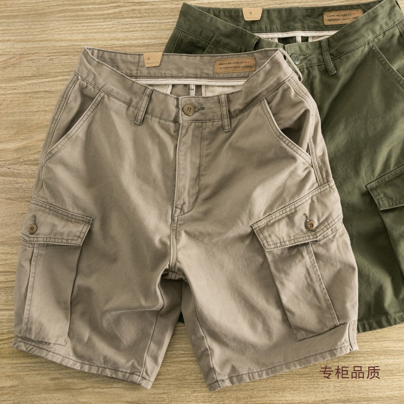 Men's Washed Tooling Shorts | Wide-Leg Multi-Pocket Straight Fit Casual Sports Pants Inspired by Yu Wenle Style
