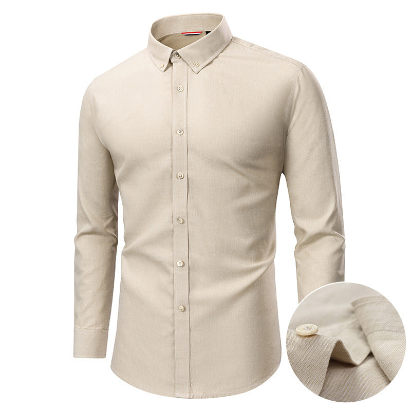 Men's Natural Cotton Linen Non-Iron Business Casual Shirt