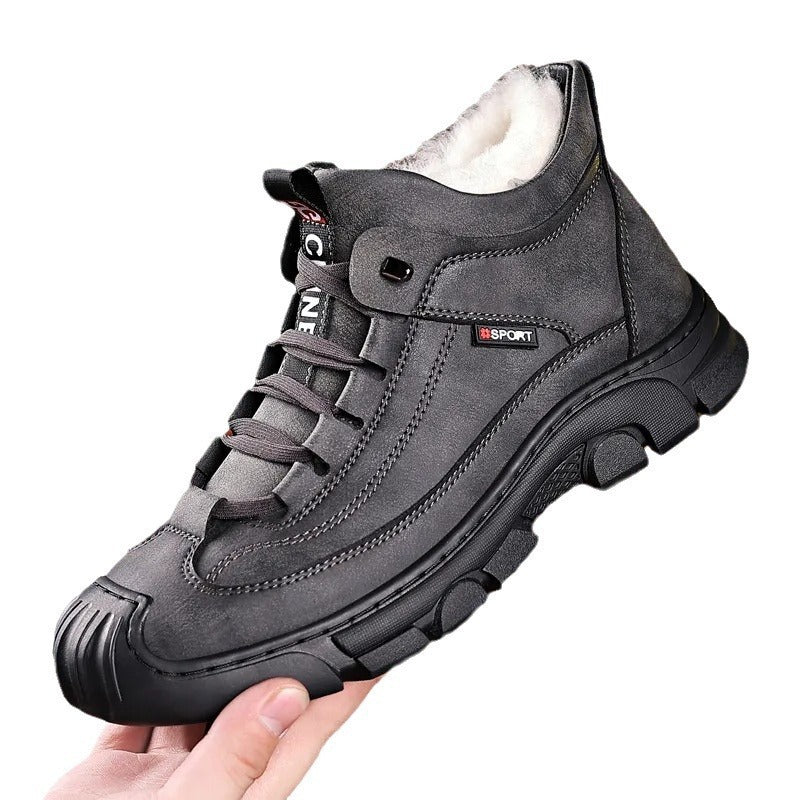 New Winter Cotton Shoes – Fleece-Lined Thick Snow Boots for Men