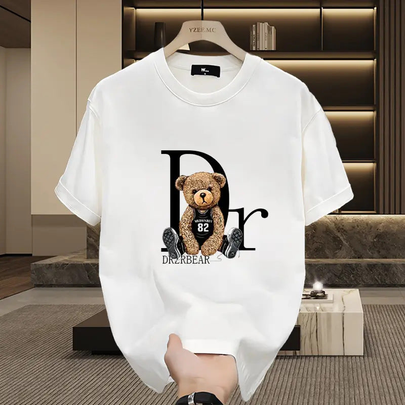 Men's Bear Print Cotton T-Shirt