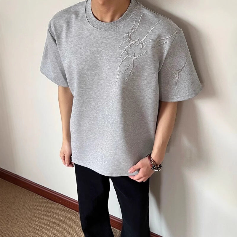Men’s Thorn Embroidered Heavy Shoulder T-Shirt - Summer OOTD