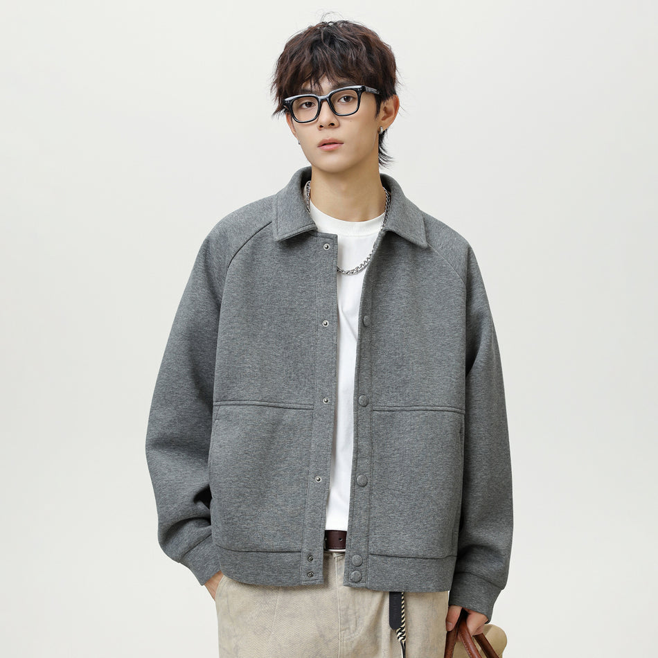 Lapel Raglan Men’s Woolen Jacket – Autumn Loose Fit