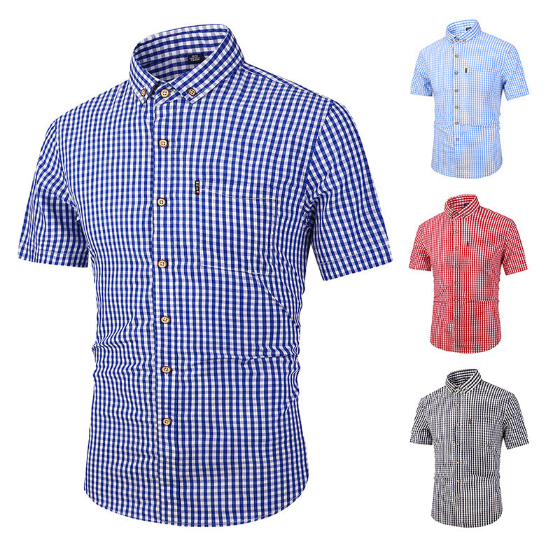 Men’s Summer Plaid Cotton Shirt – Slim Fit Casual Wear