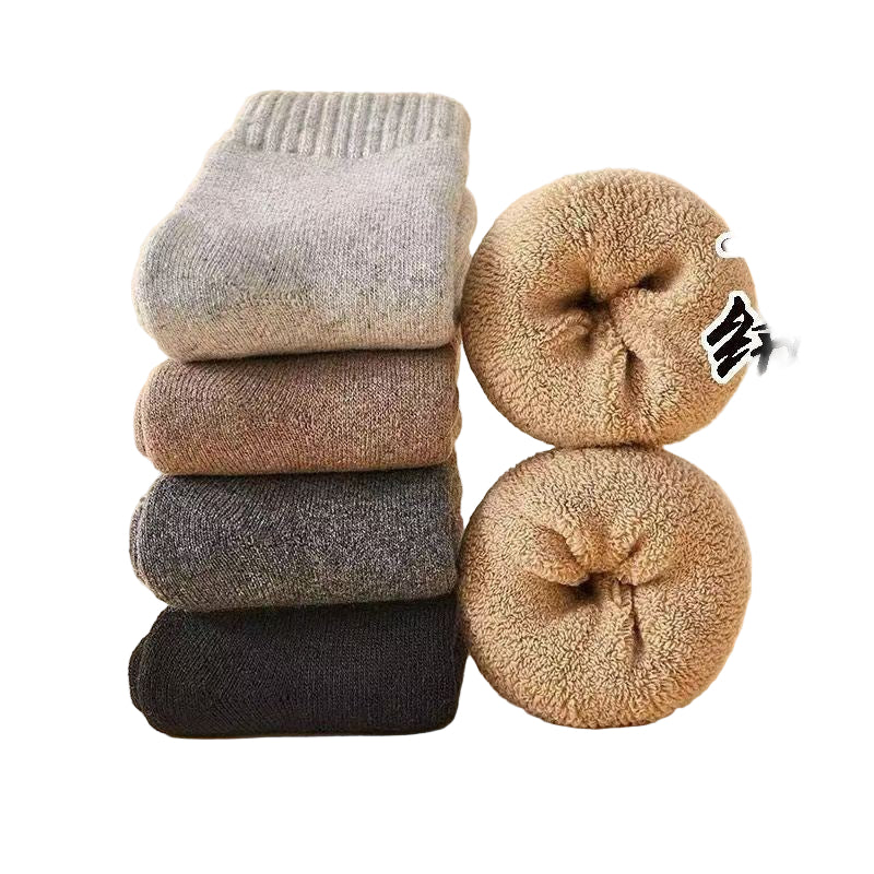 Extra Thick Winter Wool Terry Socks Fleece-Lined- Pack of 4