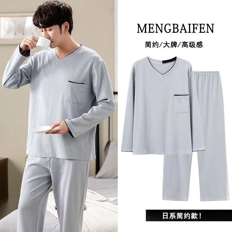 Basic Men’s Pajamas – Soft Cotton Autumn Korean Style Suit