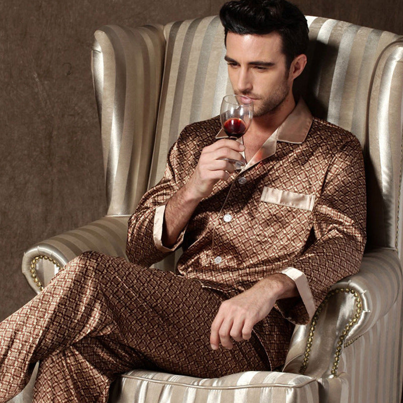 Silk-Like Men’s Pajamas – Soft & Cool Ice Silk Summer Set