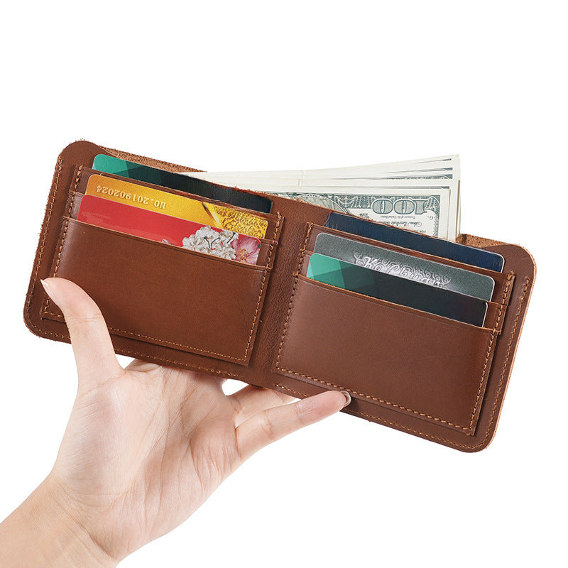 Men’s Crazy Horse Leather Wallet – Slim & Retro Style