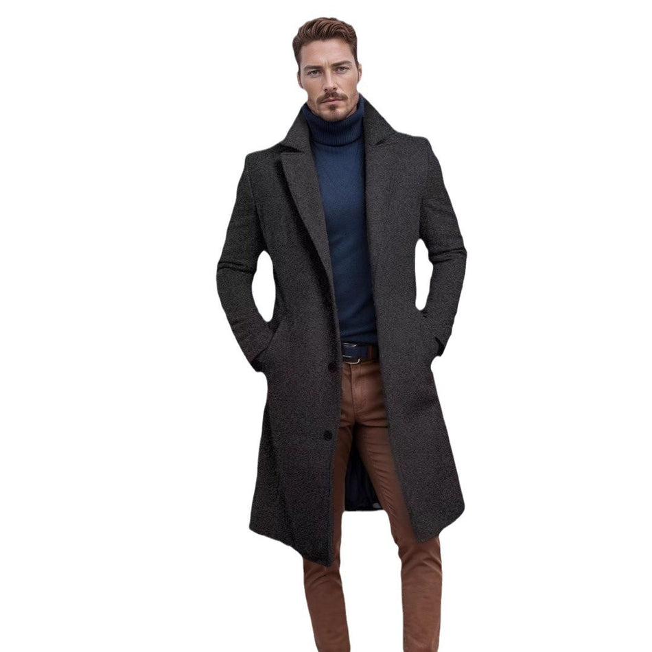 Men’s Mid-Length Wool Overcoat | Autumn & Winter Coat