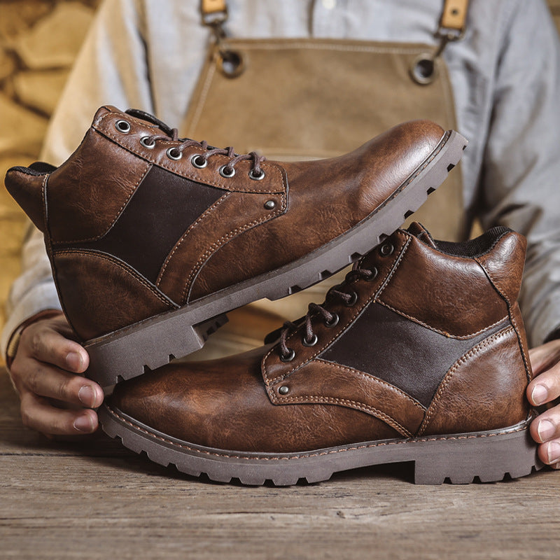 Men’s Plus Size Leather Martin Boots Winter High-Top