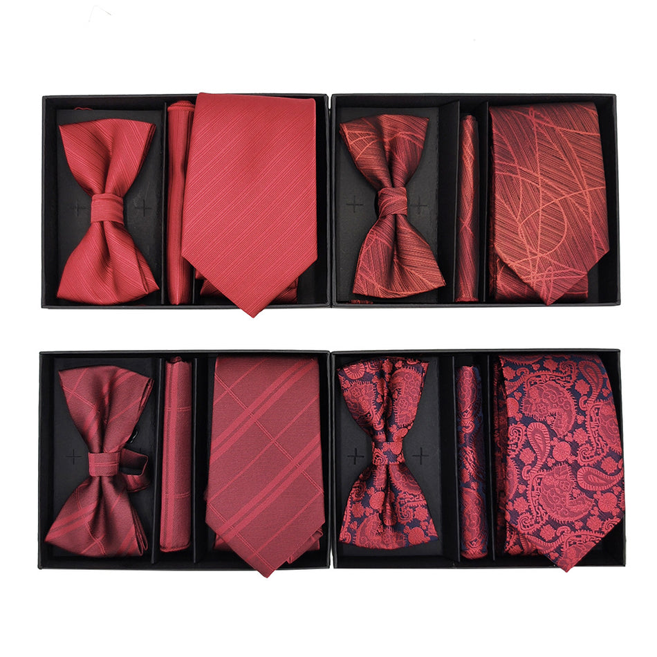 Groom’s Wedding Tie & Bow Tie Gift Set – 3 Pcs