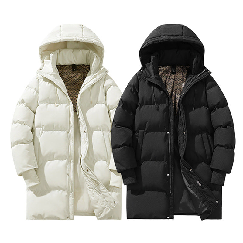 Men’s Trendy Mid-Length Hooded Cotton Jacket