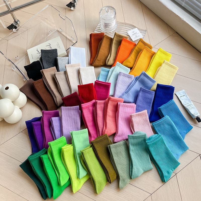 (Pack of 10)- Colorful Mid-Tube Socks | Cotton & Odor-Free