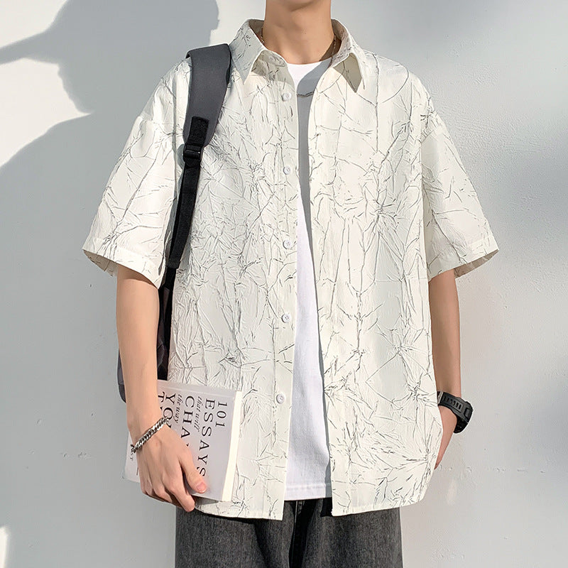 Men’s Ice Silk Loose Lapel Shirt