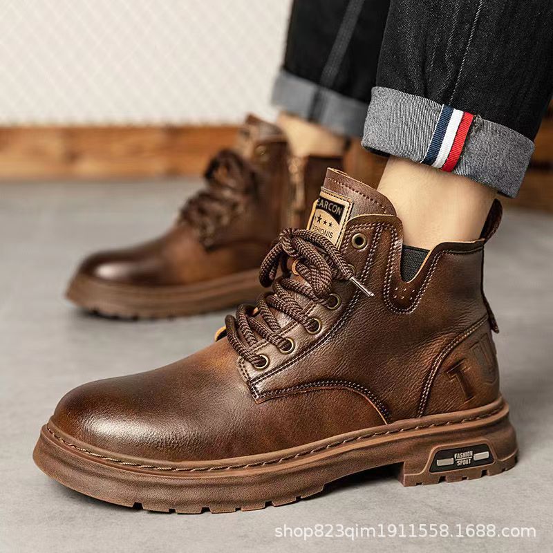 Men’s Fleece-Lined Retro British High-Top Boots
