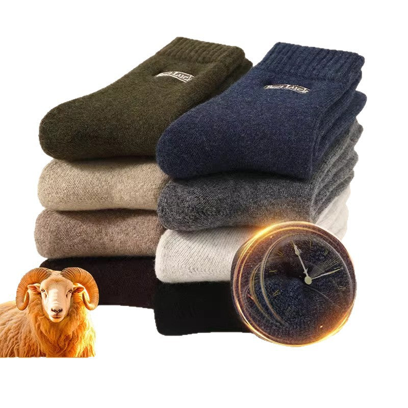 PACK OF 8 - Men’s Sheep Wool Mid-Calf Socks Fleece-Lined Thick Warm