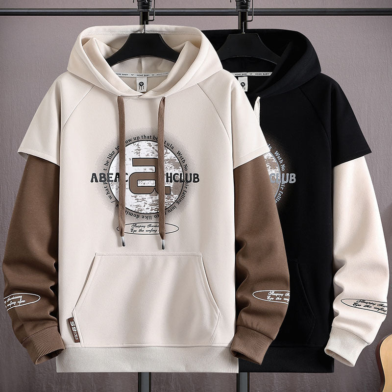 Men’s Fake Two-Piece Hoodie | Spring Autumn Casual Top