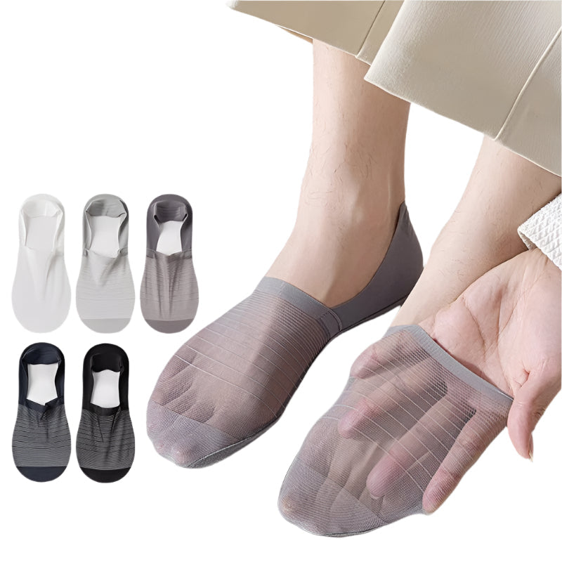 Men’s Summer Ice Silk Breathable Boat Socks - 5 PAIR