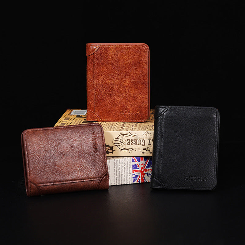 Men’s Retro PU Folding Wallet - High-End Credit Card Holder