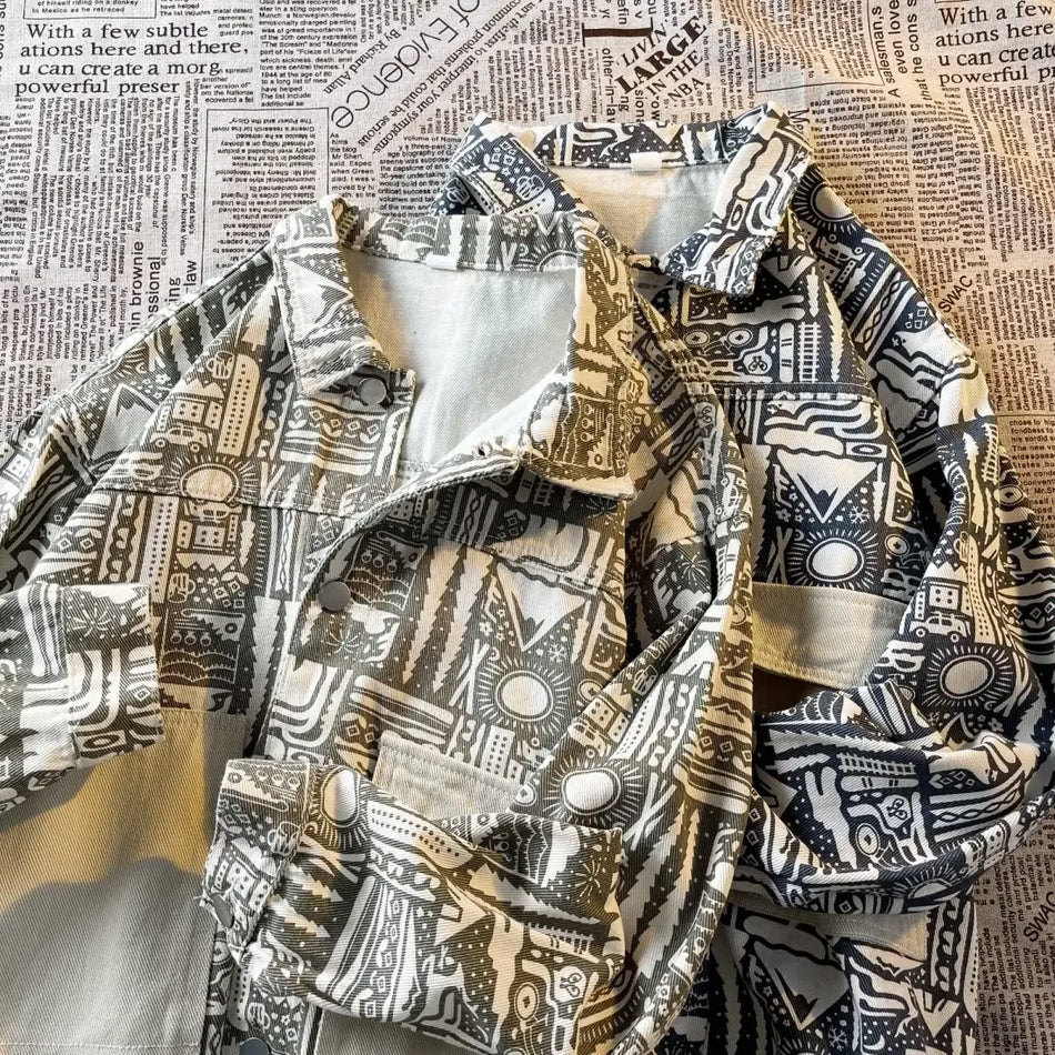 Men's Printed Denim Jacket | Trendy Spring & Autumn