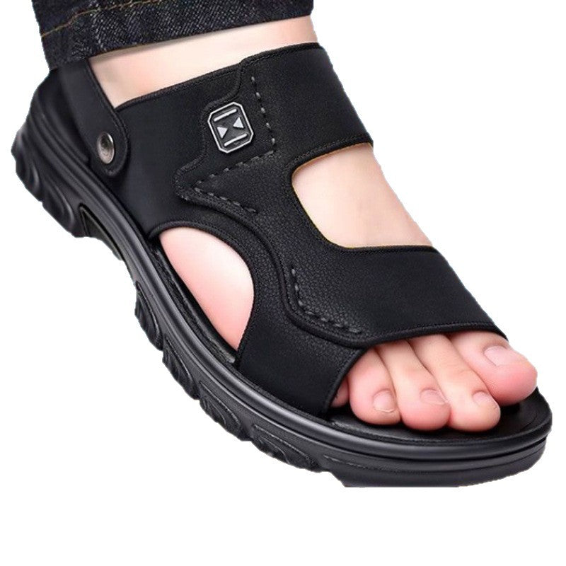 Men’s 2025 Leather Thick-Soled Sandals | Non-Slip & Durable