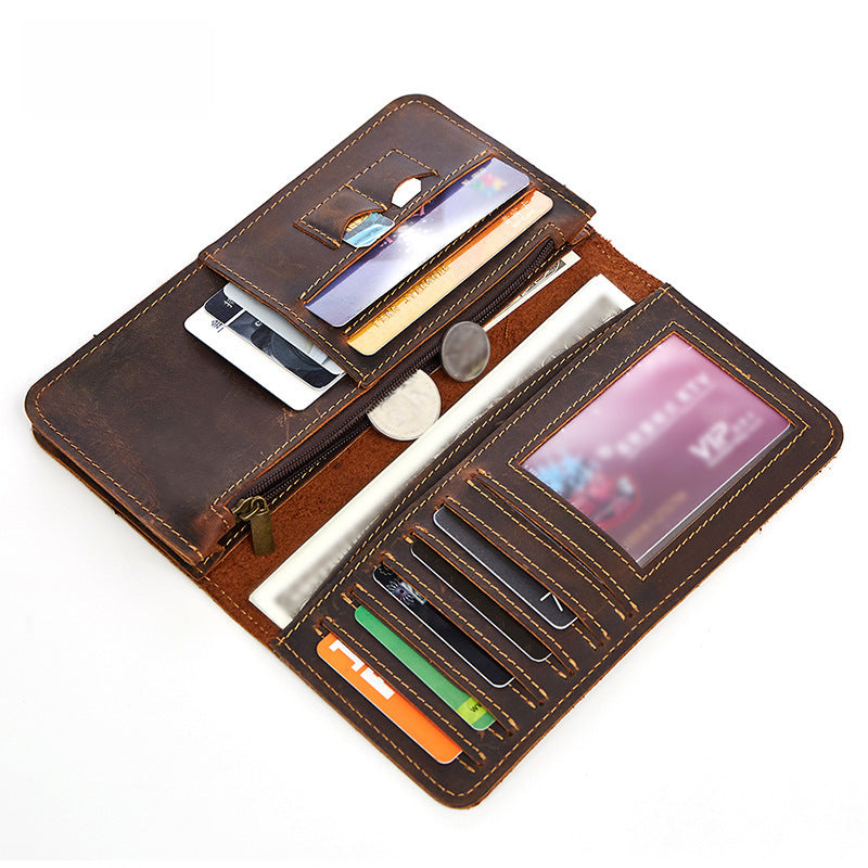 Crazy Horse Leather Long Wallet & Clutch Bag