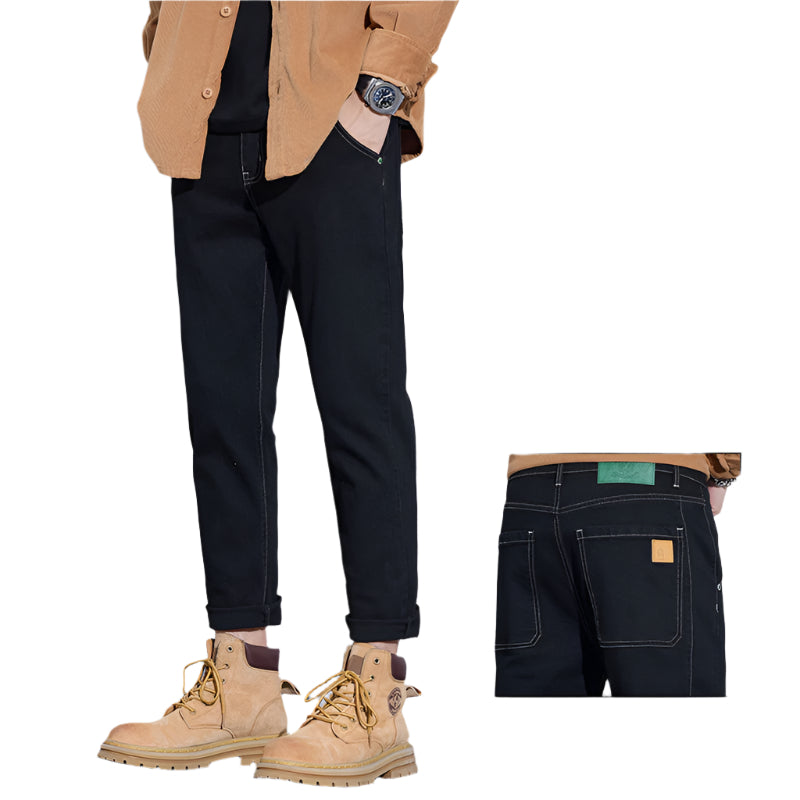 Men's Black Slim Fit Jeans – Stretch Cropped Pants 2024