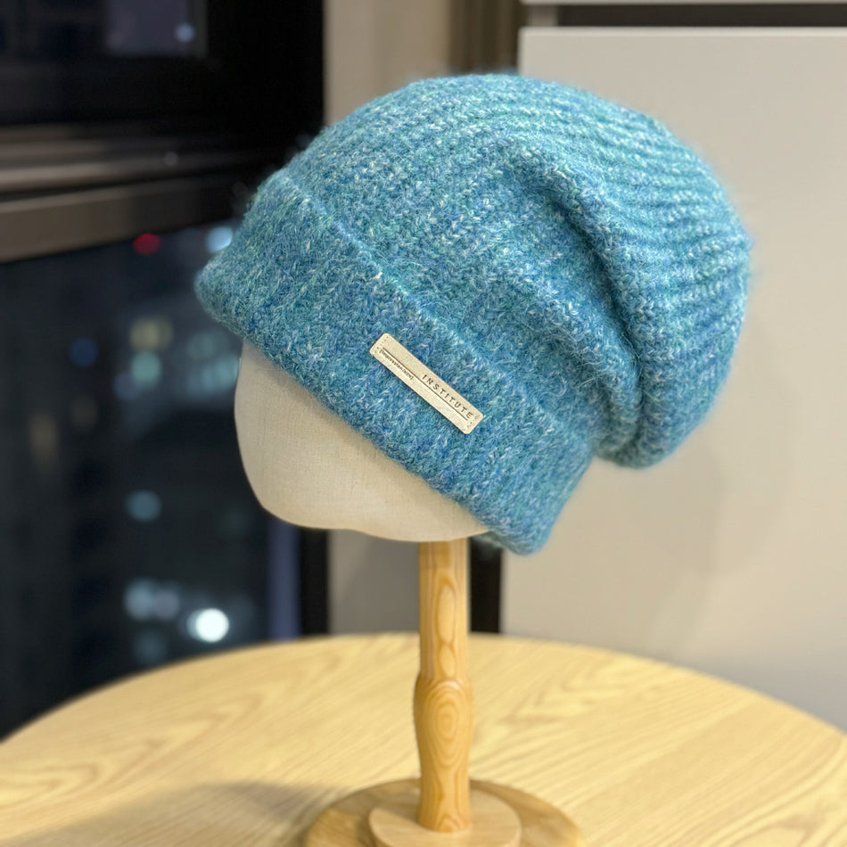 Plain Wool-Lined Loose Knit Hat Women Men Large Head
