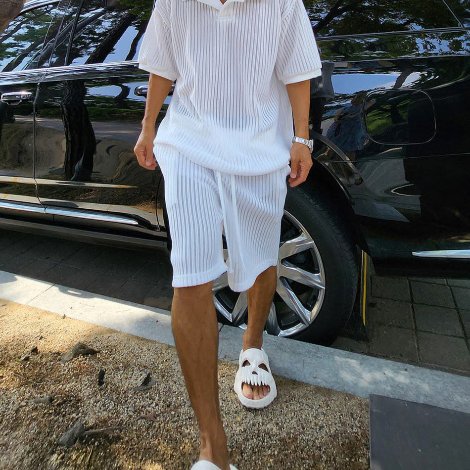 Men's Summer Loose Short Sleeve Sweater Set