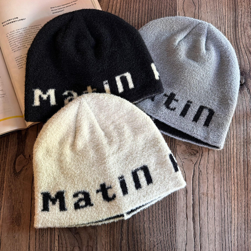 Korean Winter Knitted Wool Hat – Street Style Beanie for Men & Women