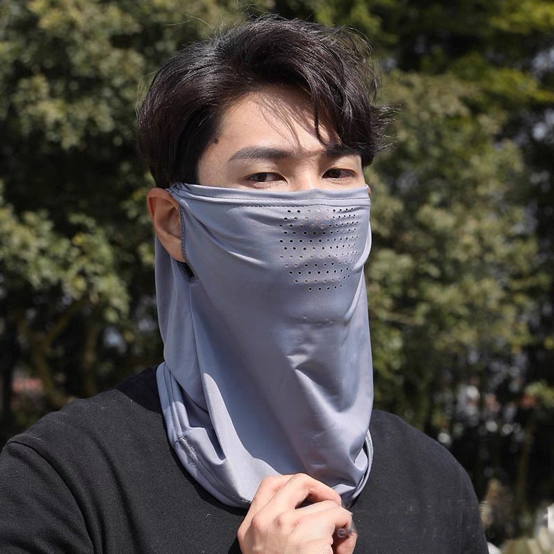 Unisex Summer Ice Silk UV Sunscreen Mask – Quick-Dry Ear-Hanging Scarf