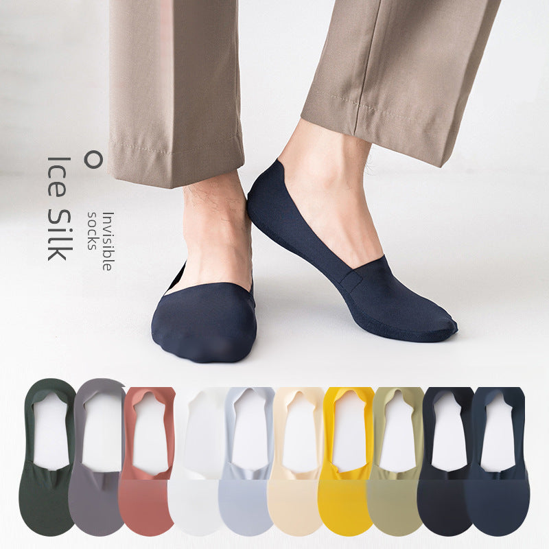 (Pack of 6)-Men’s Invisible Ice Silk Socks – Anti-Slip & Breathable