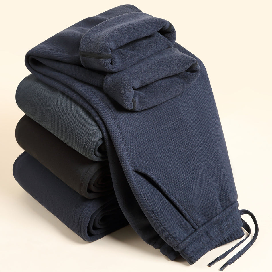 Men’s Wool-Silk Fleece-Lined Windproof Sweatpants