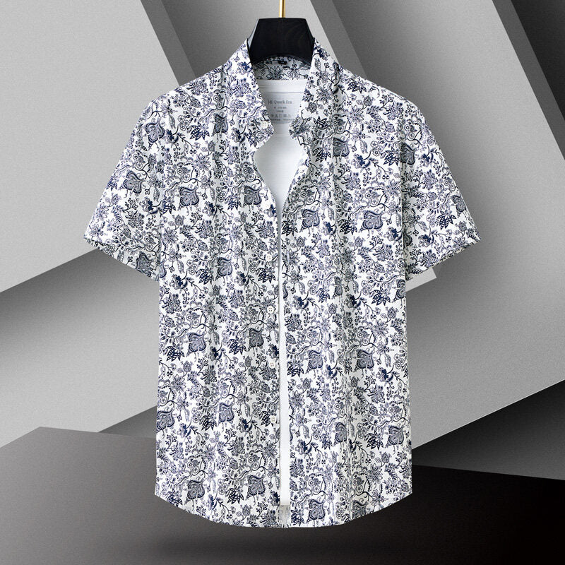 Men’s Slim-Fit Color-Contrast Cotton Shirt